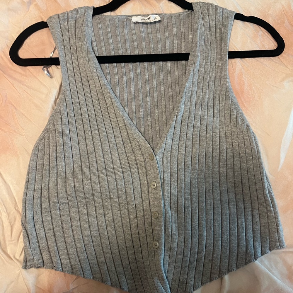 Ardene Gray Ribbed Buttoned Tank Top